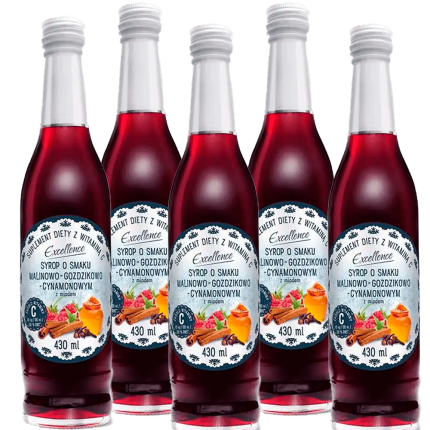 Excellence Téli szegfűszeg, fahéjjal és mézzel ízesített málnaszörp