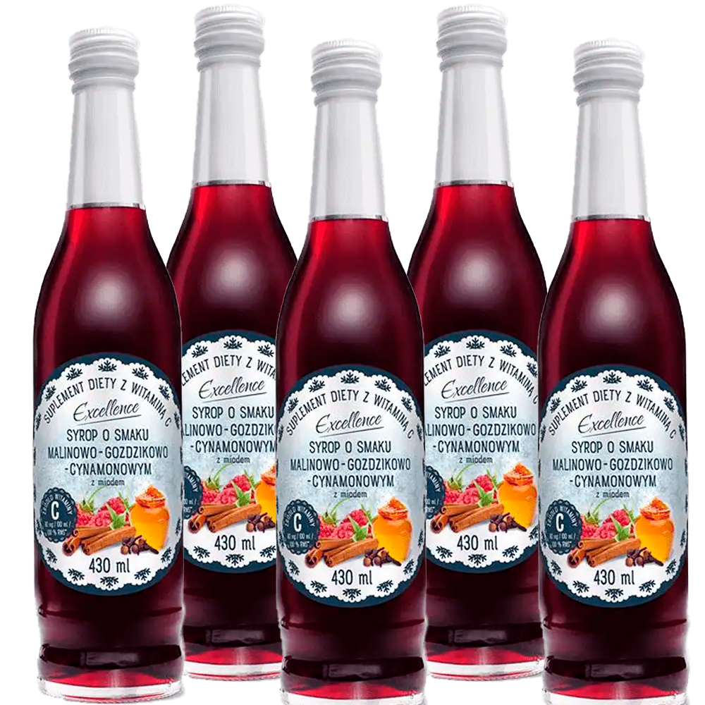 Excellence Téli szegfűszeg, fahéjjal és mézzel ízesített málnaszörp Excellence Téli szegfűszeg, fahéjjal és mézzel ízesített málnaszörp