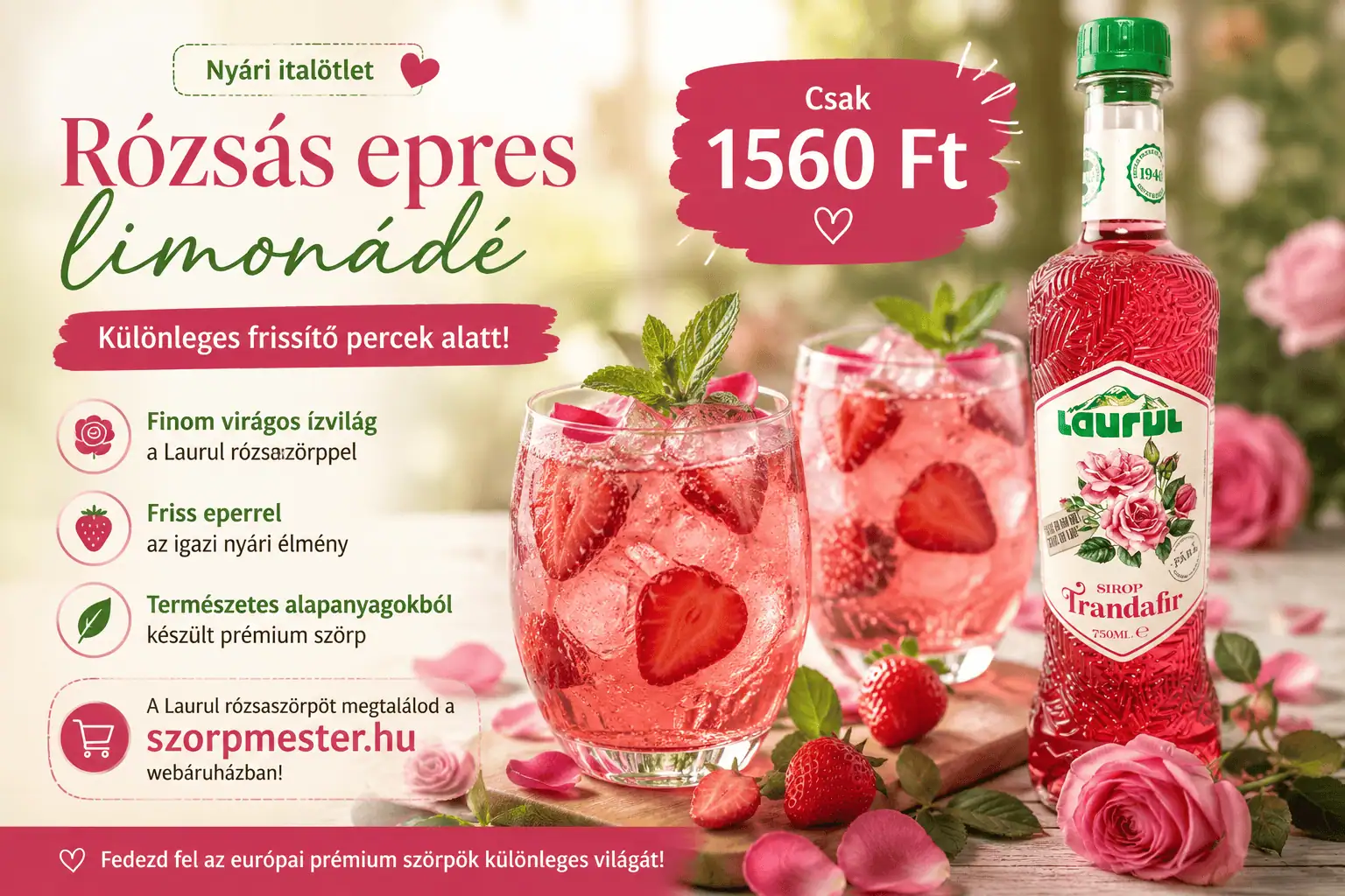 rózsás epres limonádé