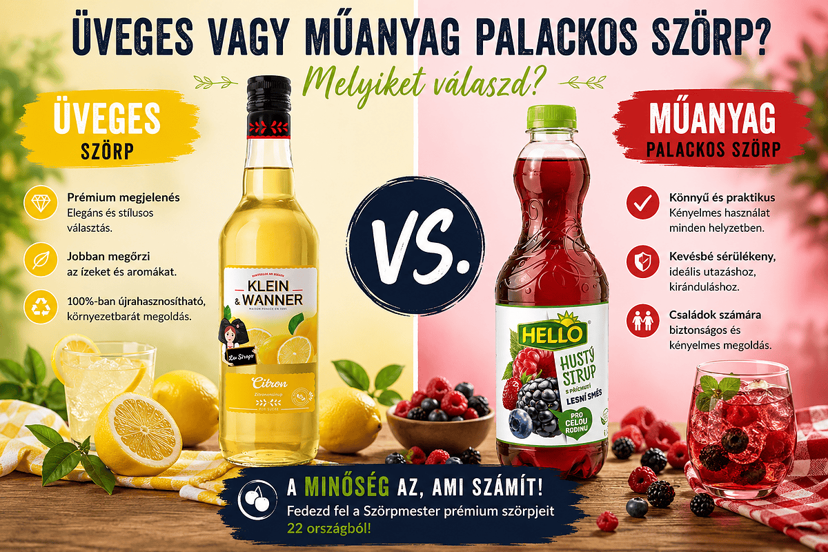 Üveges vagy műanyag palackos szörp